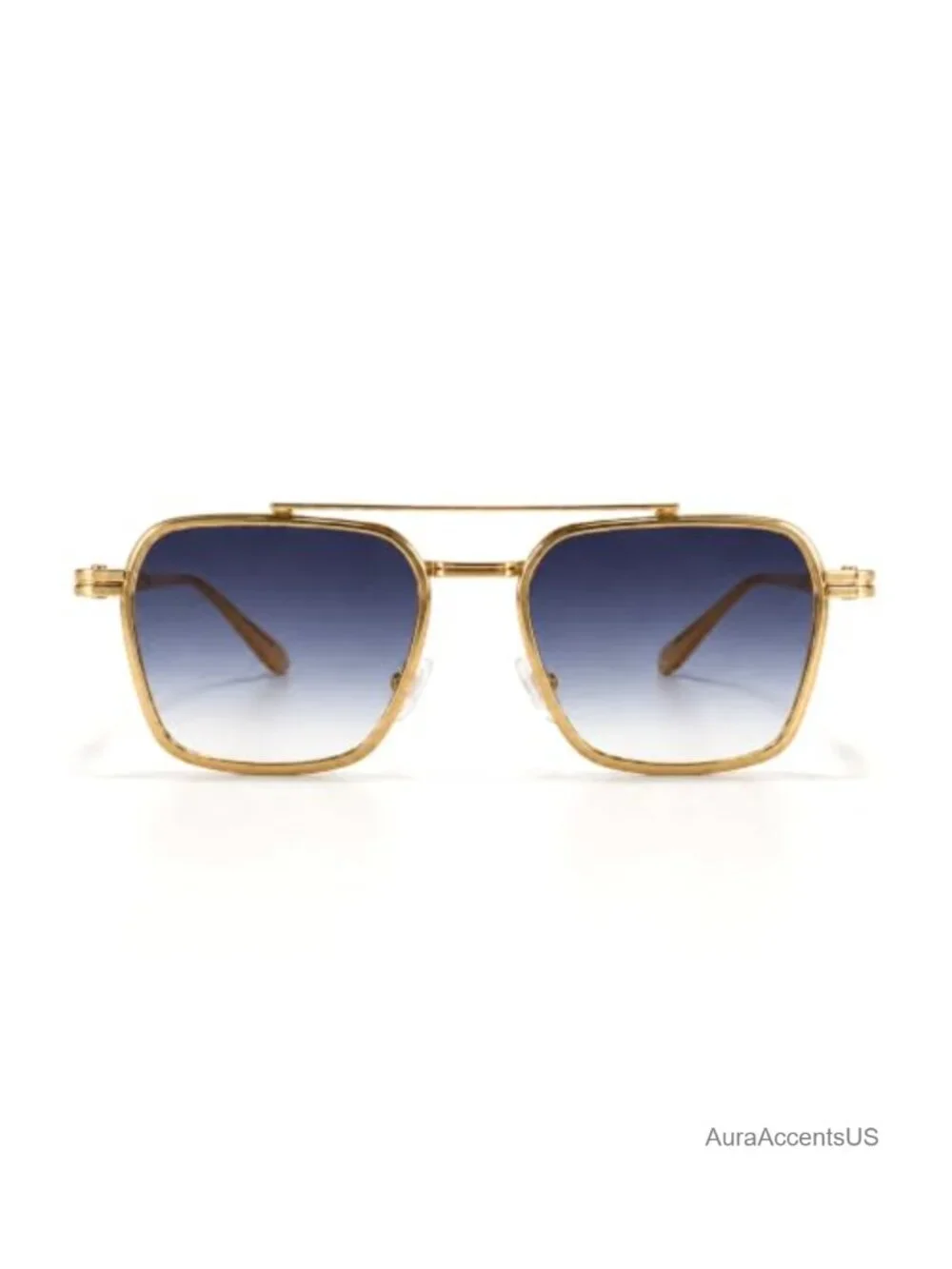 Retro Square Aviator Sunglasses Oversized Gold Metal Frame